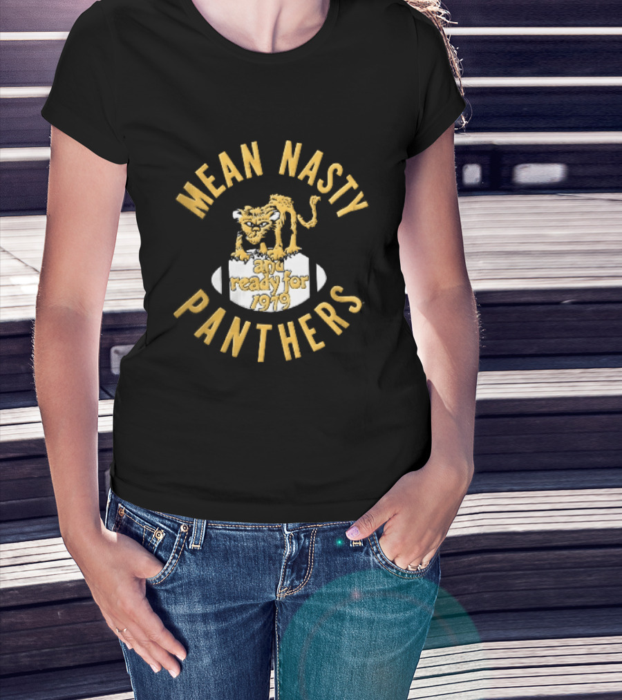 Mean Nasty Panthers Cartoon Panther Standing On Football Ready For 1979 T-Shirt
