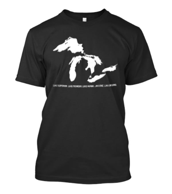 Lake Superior Michigan Huron Erie Ontario Map Of Great Lakes T-Shirt