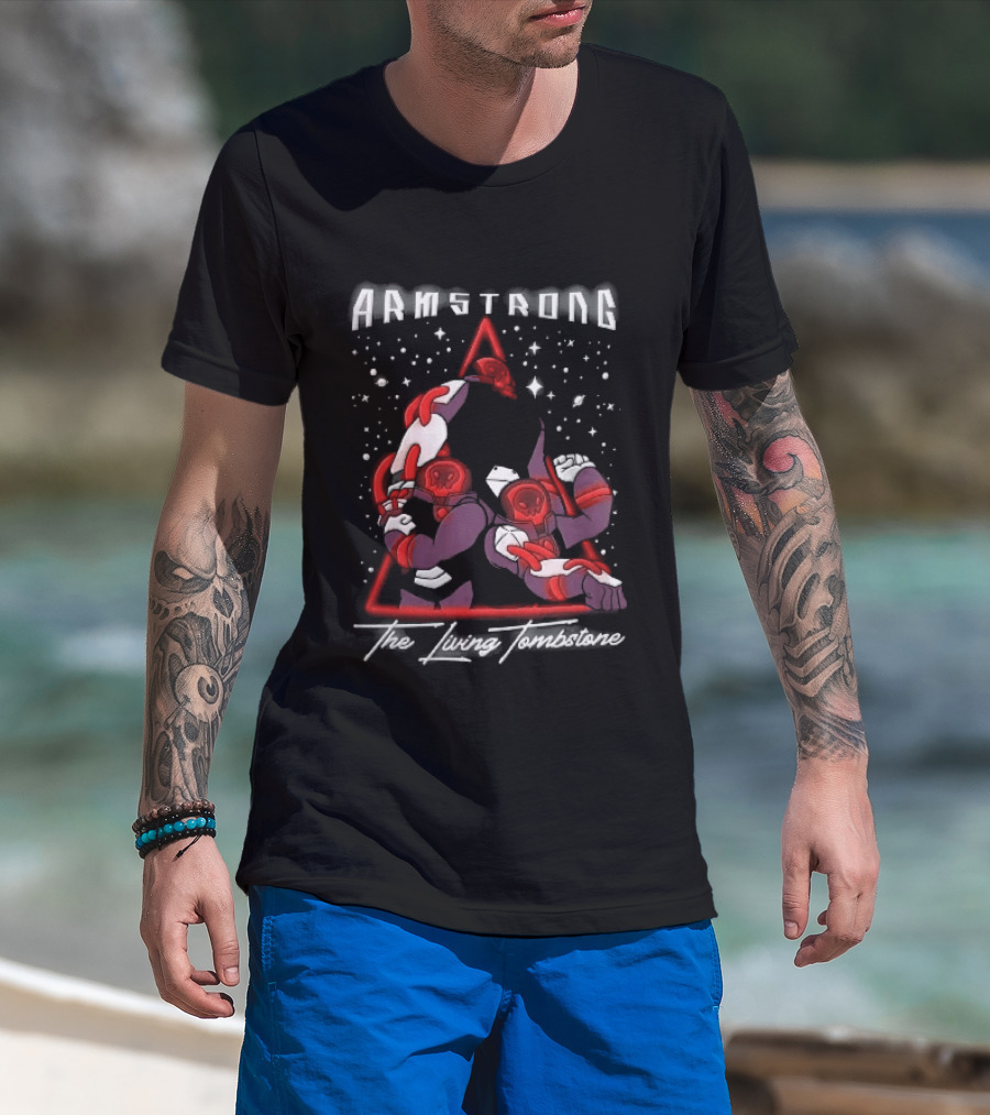 Armstrong Three Armored Sci Fi Astronauts Red Triangle Starfield Cartoon T-Shirt
