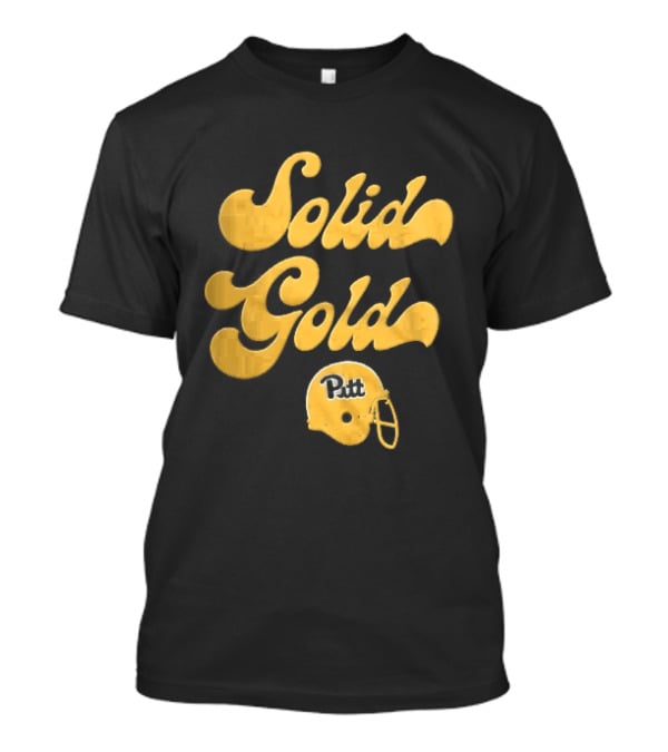 Pittsburgh Panthers Solid Gold Script Font Yellow Football Helmet T-Shirt