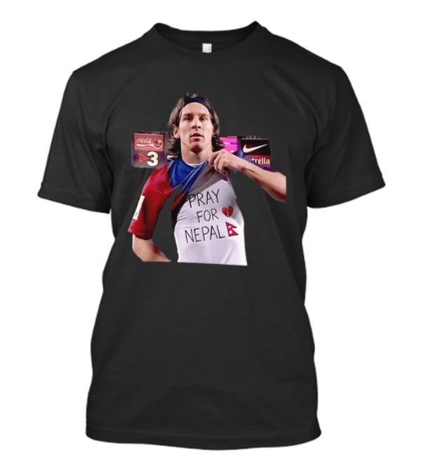 Messi Pray For Nepal 2026 Coca Cola Nike Estrella Football T-Shirt