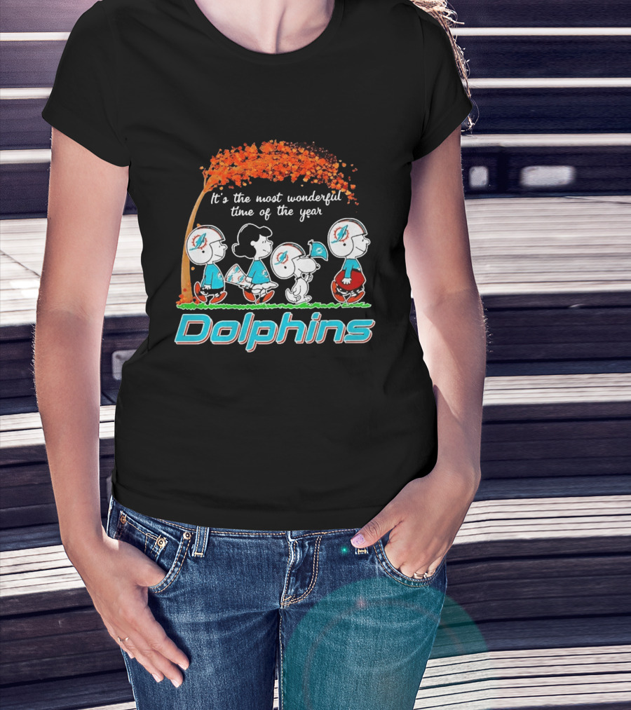 Peanuts Miami Dolphins It's The Most Wonderful Time Of The Year Halloween 2026 T-Shirt
