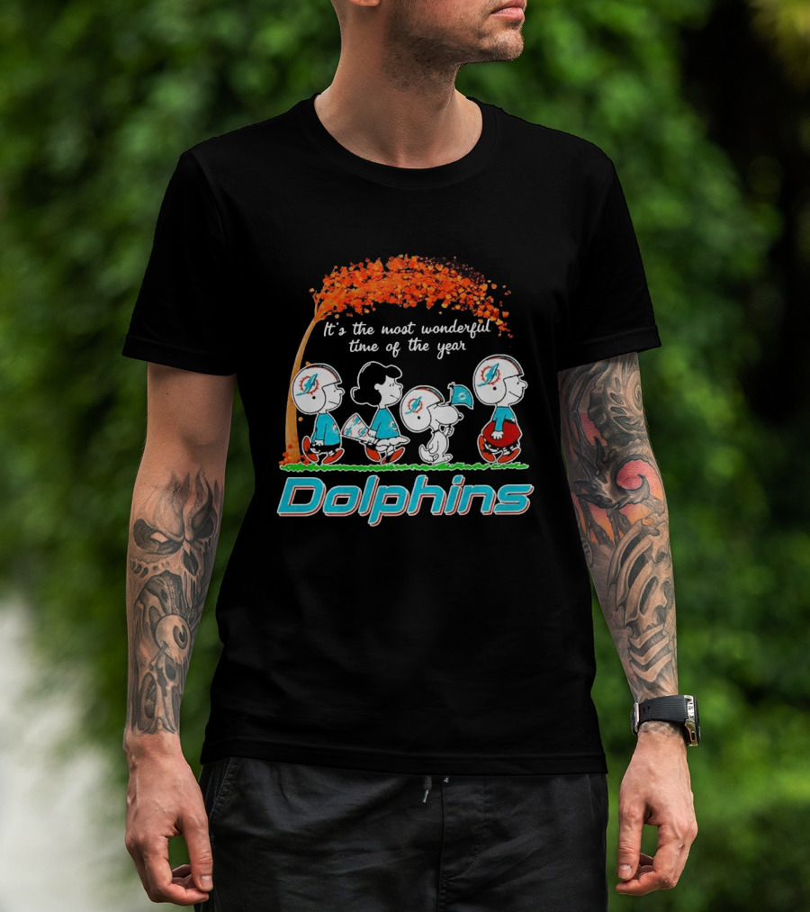 Peanuts Miami Dolphins It's The Most Wonderful Time Of The Year Halloween 2026 T-Shirt