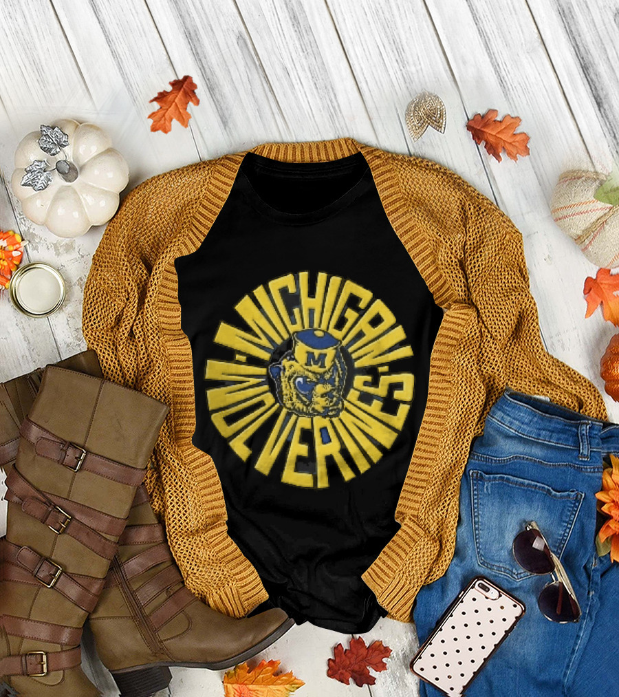 Michigan Wolverines NCAA Sailor Cap Radial Vintage Look T-Shirt
