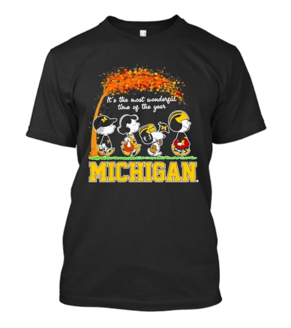 Michigan Wolverines Peanuts Halloween It's The Most Wonderful Time 2026 T-Shirt
