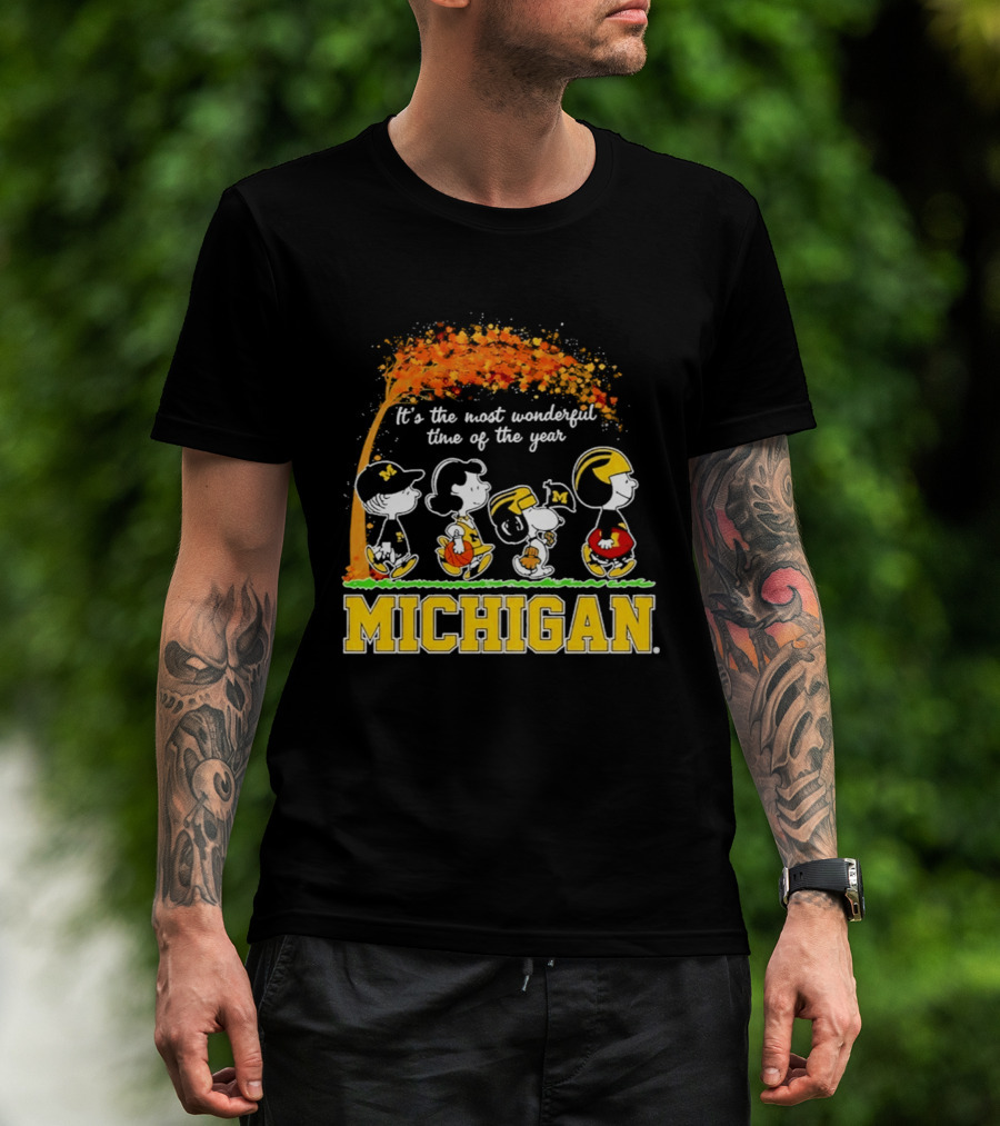 Michigan Wolverines Peanuts Halloween It's The Most Wonderful Time 2026 T-Shirt