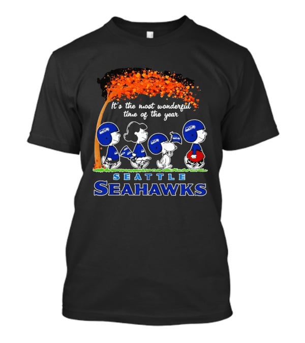 Seattle Seahawks Peanuts It's The Most Wonderful Time Of The Year 2026 T-Shirt