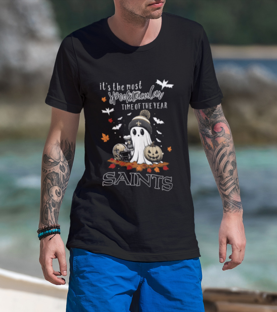 New Orleans Saints Halloween Spooktacular Ghost Helmet Pumpkin T-Shirt