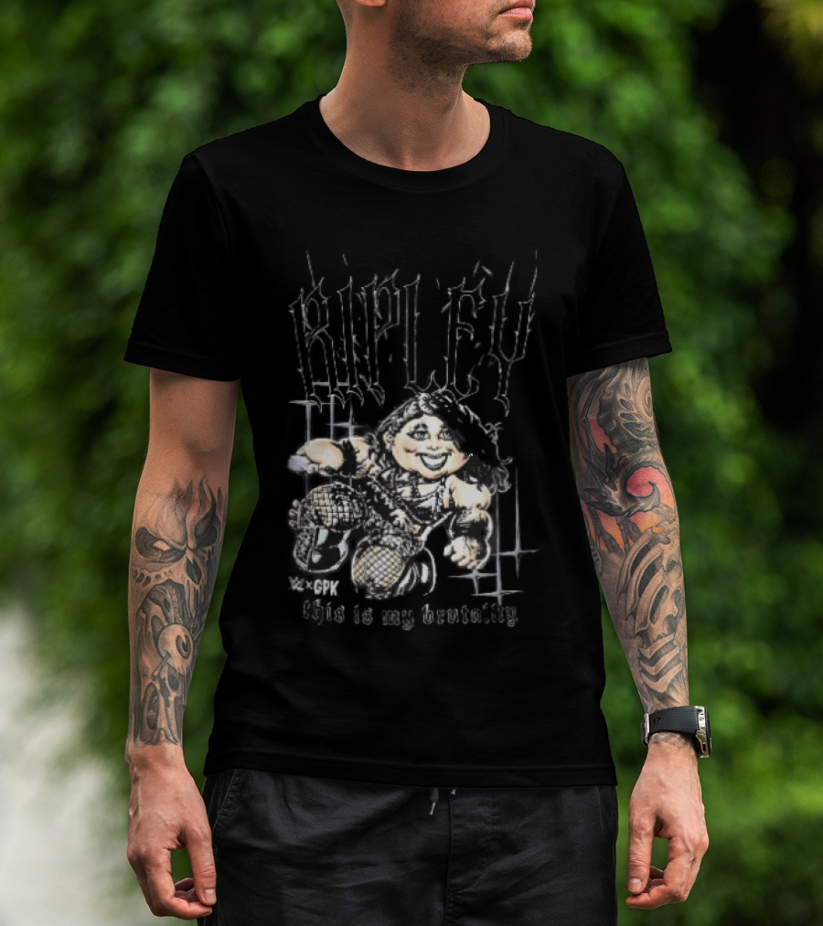 WWE GPK Ripley This Is My Brutality Female Wrestler Cartoon Caricature T-Shirt