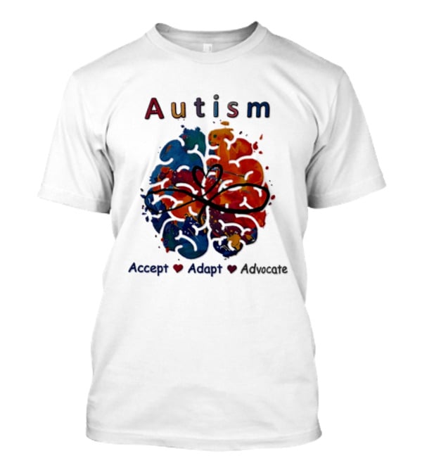 Autism Infinity Heart Accept Adapt Advocate Colorful Watercolor Brain T-Shirt
