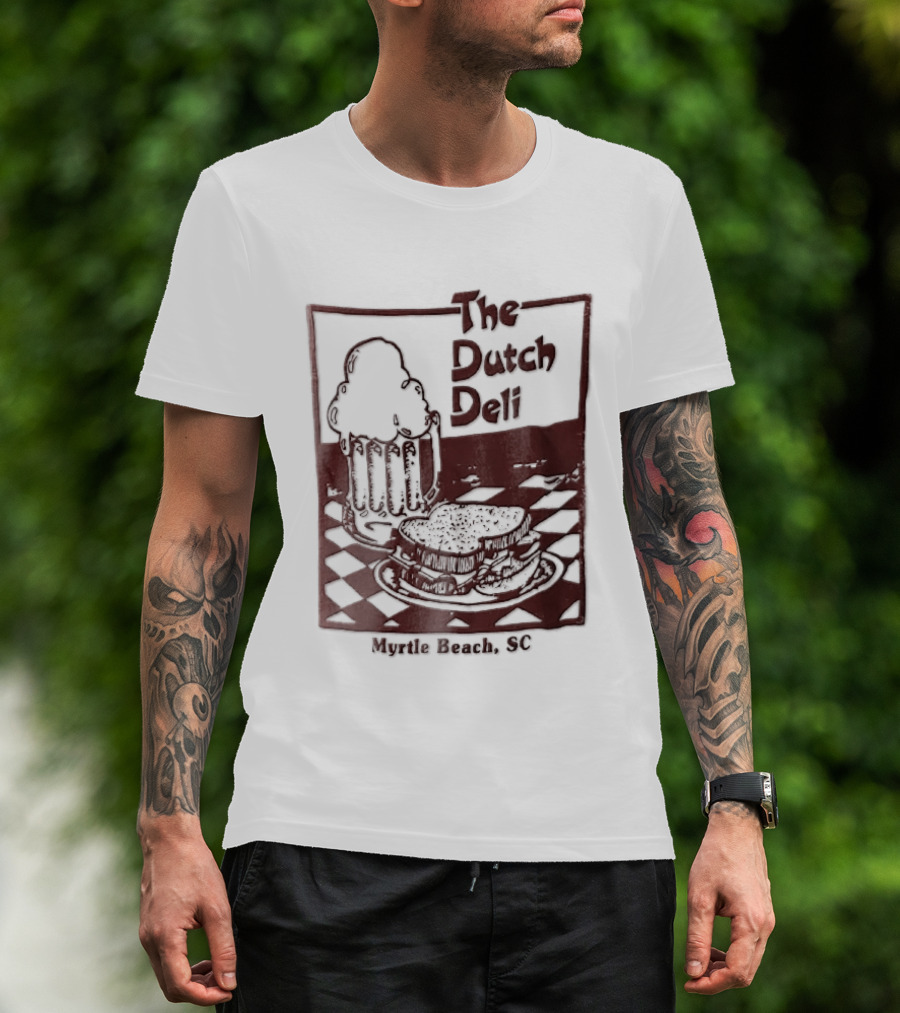The Dutch Deli Myrtle Beach SC Beer Sandwich Checkered T-Shirt