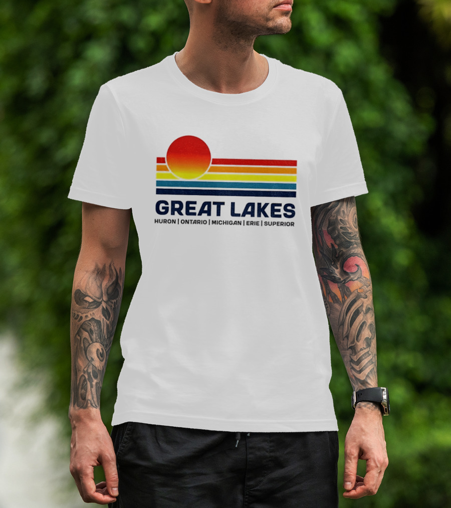 Great Lakes Huron Ontario Michigan Erie Superior Sunset T-Shirt
