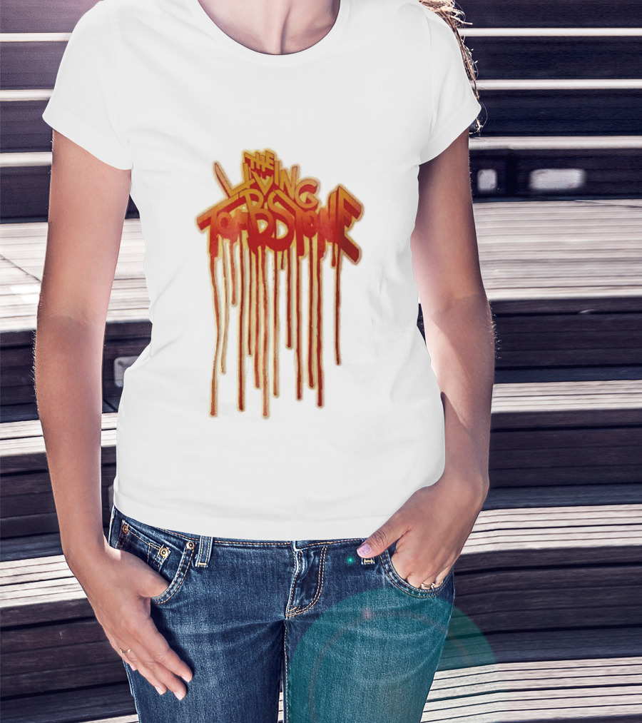 The Living Tombstone Red Orange Dripping Graffiti Font T-Shirt