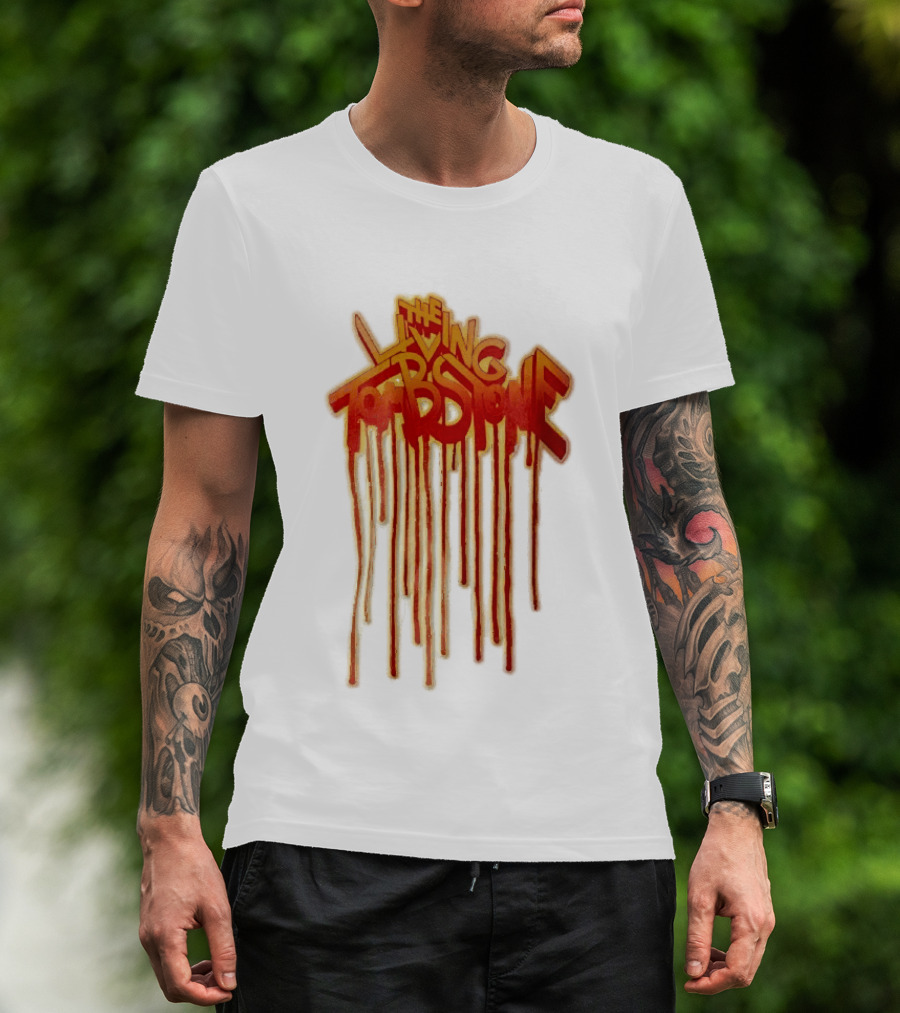 The Living Tombstone Red Orange Dripping Graffiti Font T-Shirt