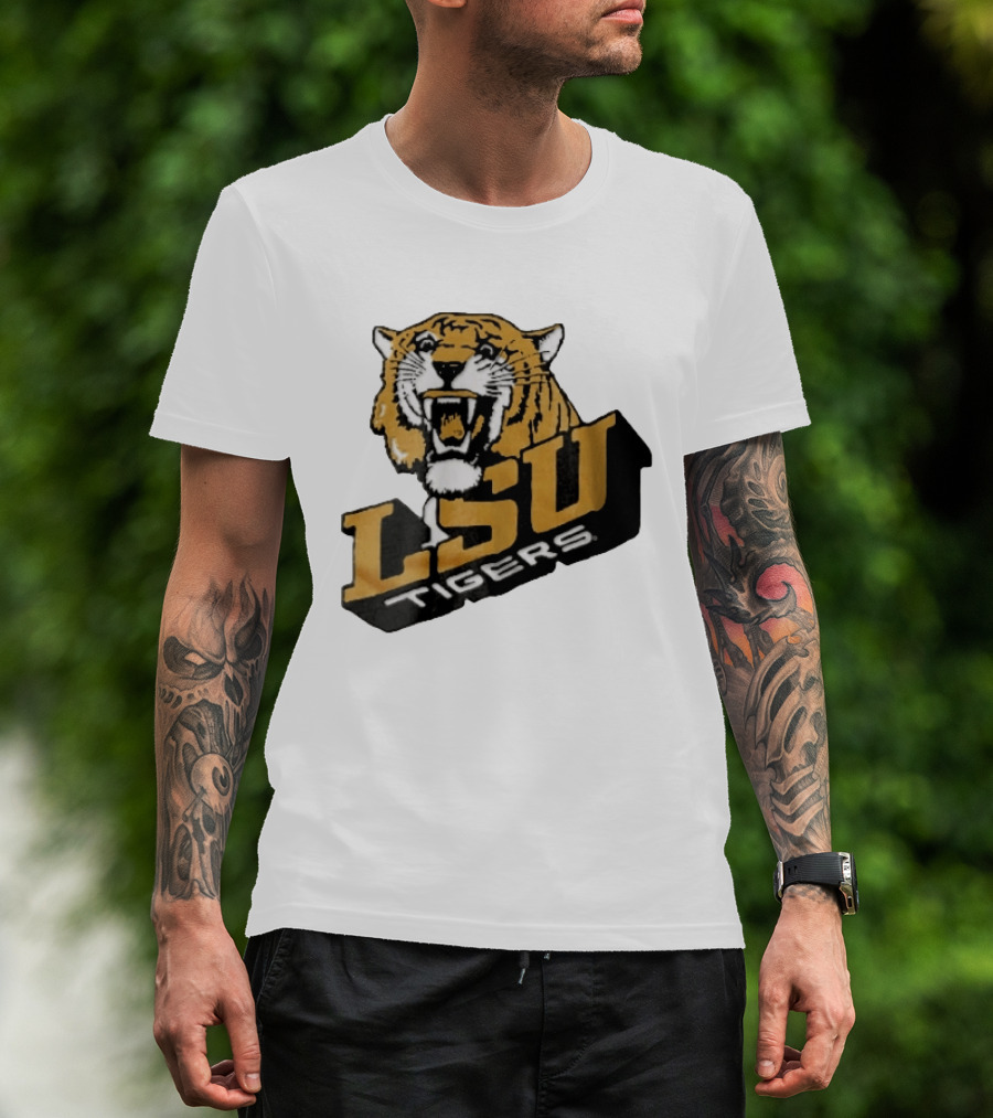Louisiana State LSU Tigers Roaring 3D Block NCAA T-Shirt