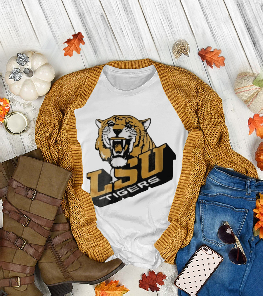 Louisiana State LSU Tigers Roaring 3D Block NCAA T-Shirt