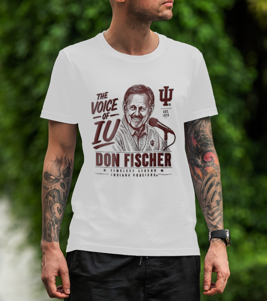 Indiana Hoosiers NCAA The Voice Of IU Don Fischer Timeless Legend Est 1973 Radio Announcer Microphone Line T-Shirt