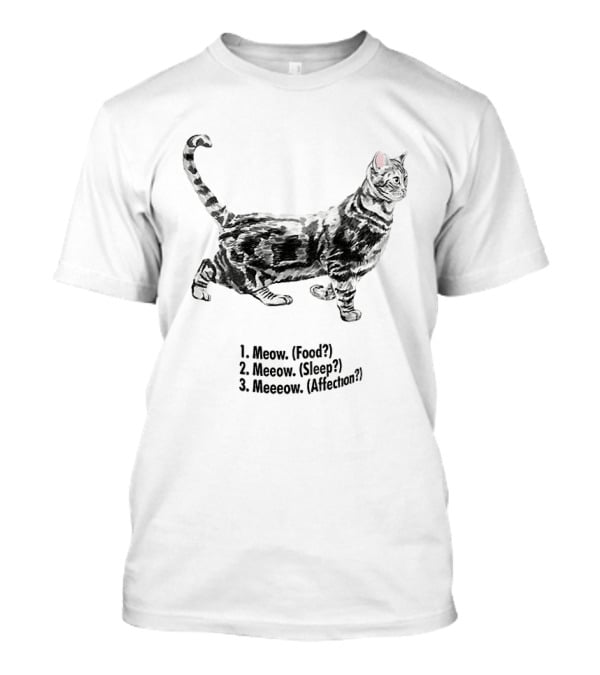 Meow Food Meeow Sleep Meeeow Affection Cat Lovers Humor T-Shirt