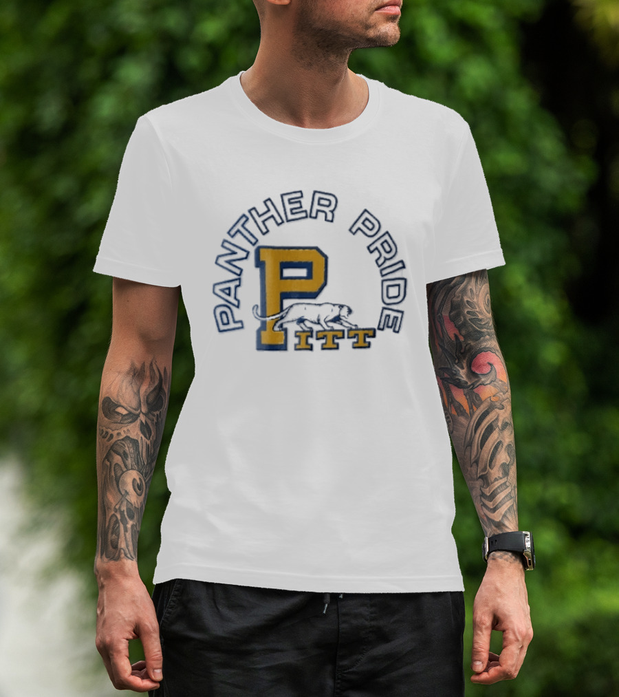 Panther Pride Crouching Feline Yellow Block Letter P Pitt T-Shirt