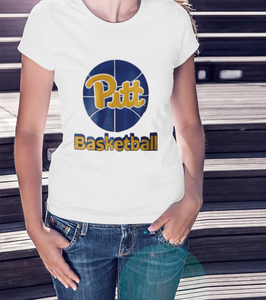 Pittsburgh Panthers Pitt Basketball Blue Sphere Yellow Script NCAA 3D T-Shirt