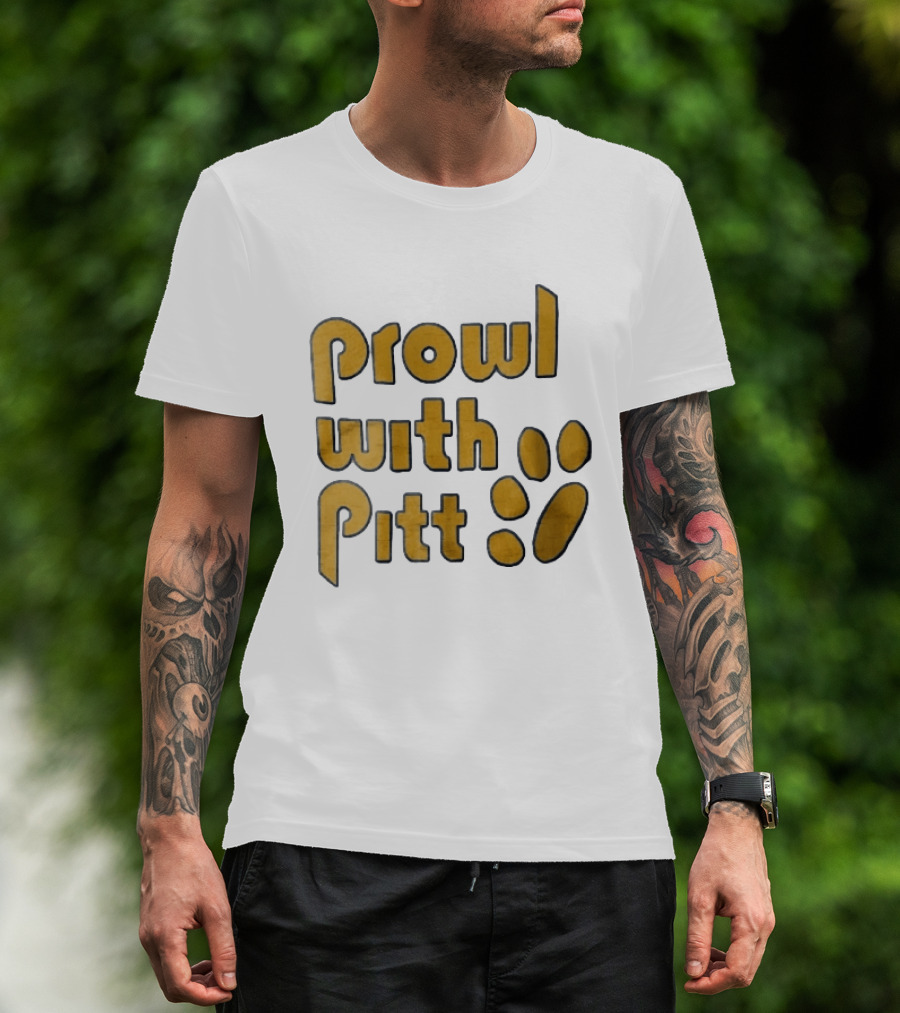 Pitt Panthers Prowl With Pitt Textured Gold Paw T-Shirt