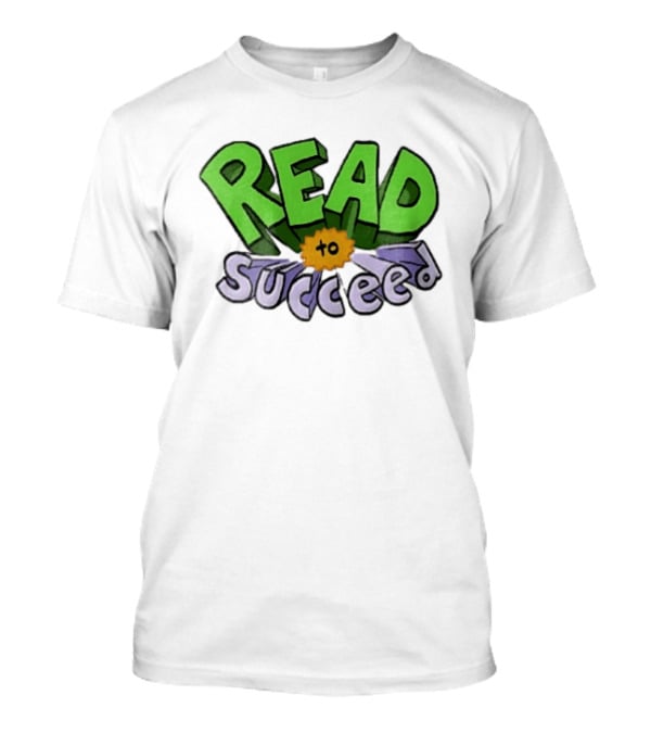 Read To Succeed Green Purple 3D Block Orange Burst Cartoon T-Shirt