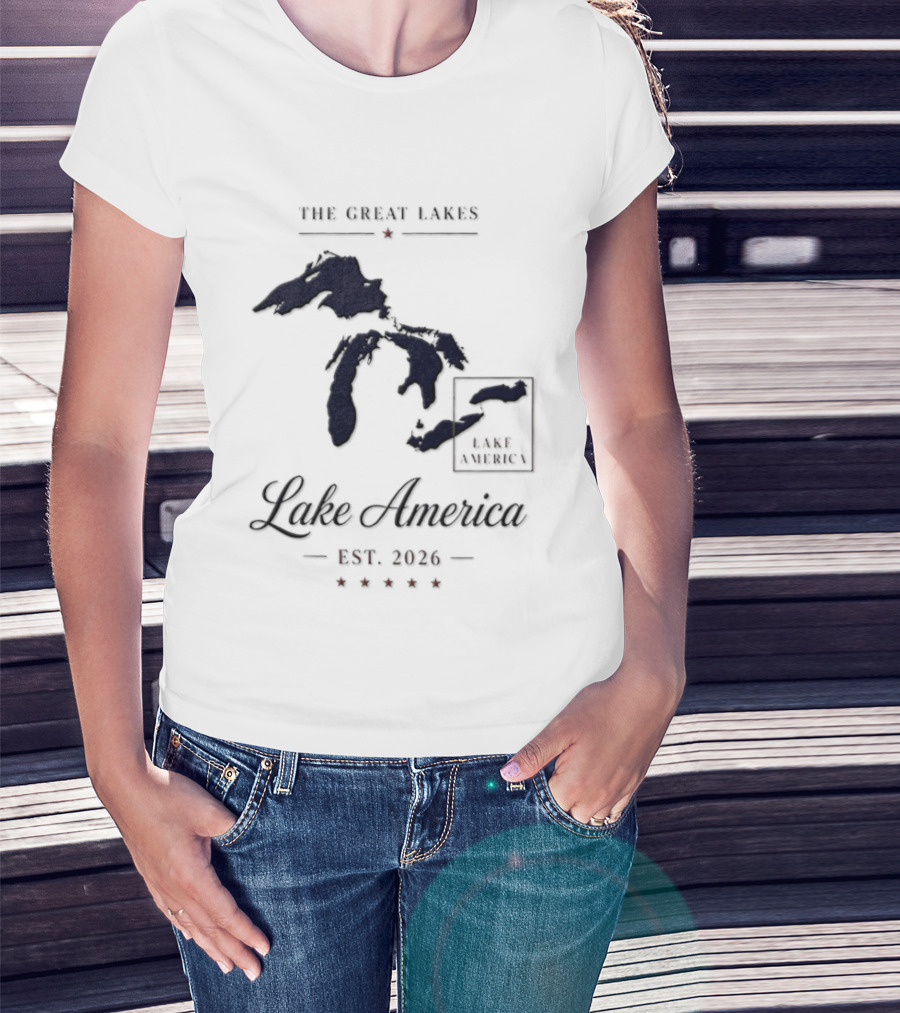 The Great Lakes Lake America Est 2026 Map T-Shirt