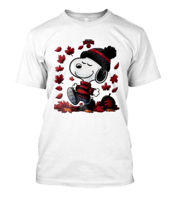 Toronto Raptors Snoopy Autumn Maple Leaves Pumpkin Walking T-Shirt