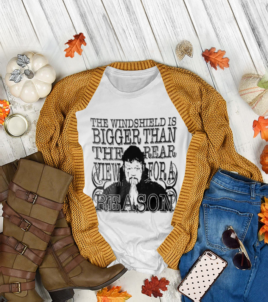 Windshield Is Bigger Than The Rear View For A Reason Jelly Roll Praying Hands Stencil T-Shirt