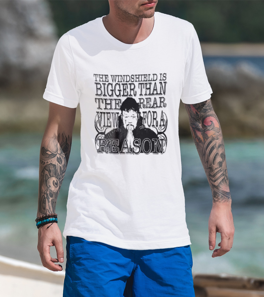 Windshield Is Bigger Than The Rear View For A Reason Jelly Roll Praying Hands Stencil T-Shirt