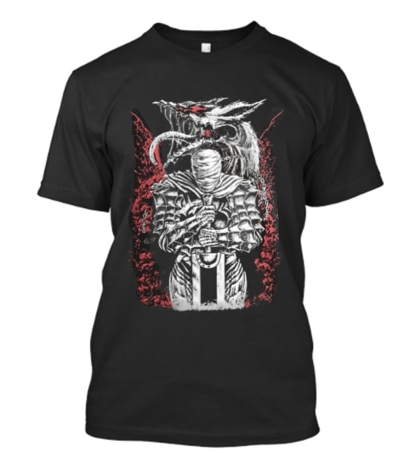 Bandaged Knight Sword Dragon Red Grunge T-Shirt
