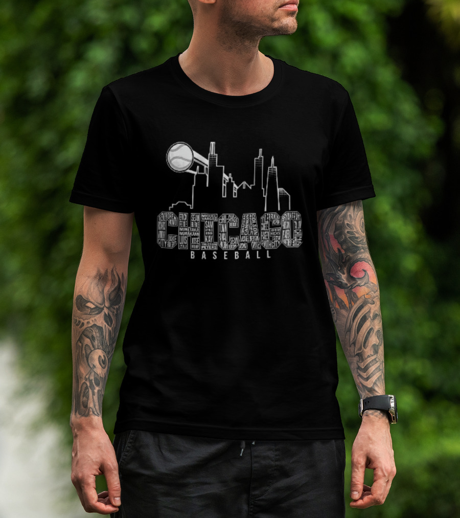 Chicago Skyline Baseball Windy City Searchlight T-Shirt