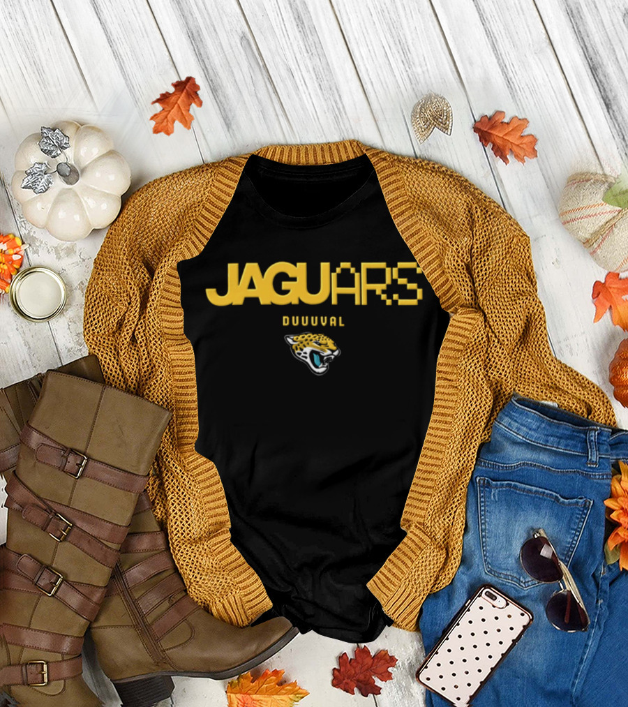 Jacksonville Jaguars Duuuval Pixel Art Jaguars Head T-Shirt