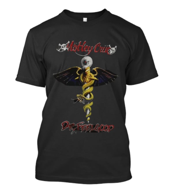 Motley Crue Dr Feelgood Snake Winged Dagger Skull T-Shirt