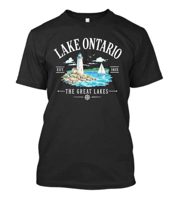 Lake Ontario Est 1615 Lighthouse Great Lakes Sailboat Scene T-Shirt