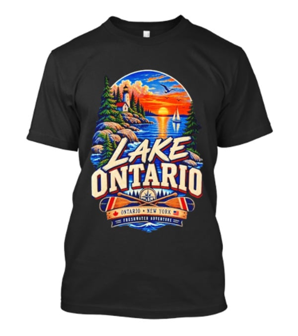 Lake Ontario New York Freshwater Adventure Sunset Sailboat Scene T-Shirt