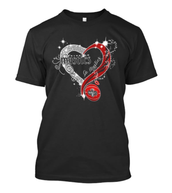 Mystics Heart Red Glitter Diamond Washington Basketball WNBA T-Shirt