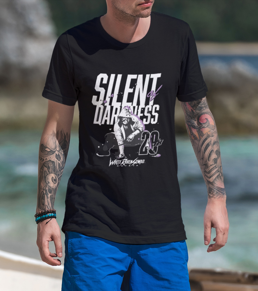 Silent Of Darkness White Raven 20th Masked Hooded Wrestler Halftone T-Shirt