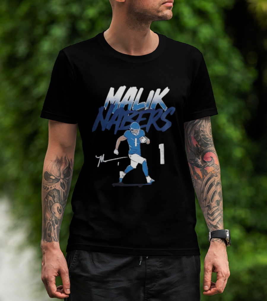 Malik Nabers Blue Jersey Number 1 Football Player T-Shirt