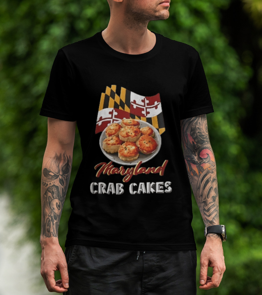 Maryland Crab Cakes Plate With State Flag T-Shirt