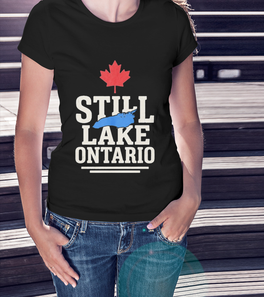 Still Lake Ontario Canada Map 2026 Red Maple Leaf T-Shirt