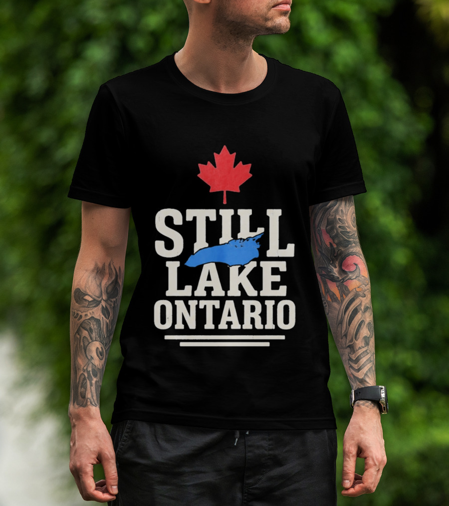 Still Lake Ontario Canada Map 2026 Red Maple Leaf T-Shirt