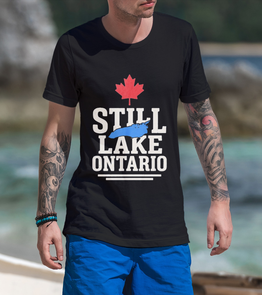 Still Lake Ontario Canada Map 2026 Red Maple Leaf T-Shirt
