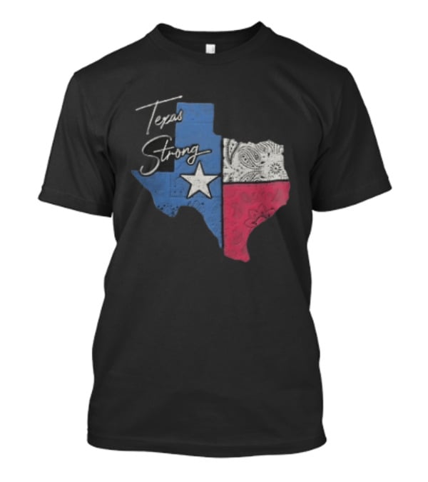 Texas Strong Lone Star Map Paisley Bandana Distressed T-Shirt