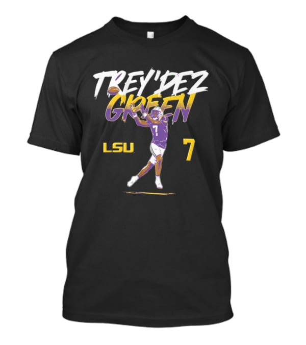 Trey'Dez Green No 7 LSU Tigers Football Catching Action T-Shirt