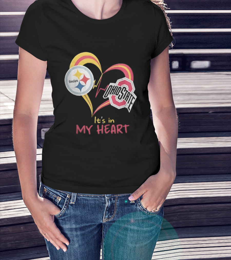 Pittsburgh Steelers Ohio State Buckeyes It's In My Heart EKG Pulse Line T-Shirt