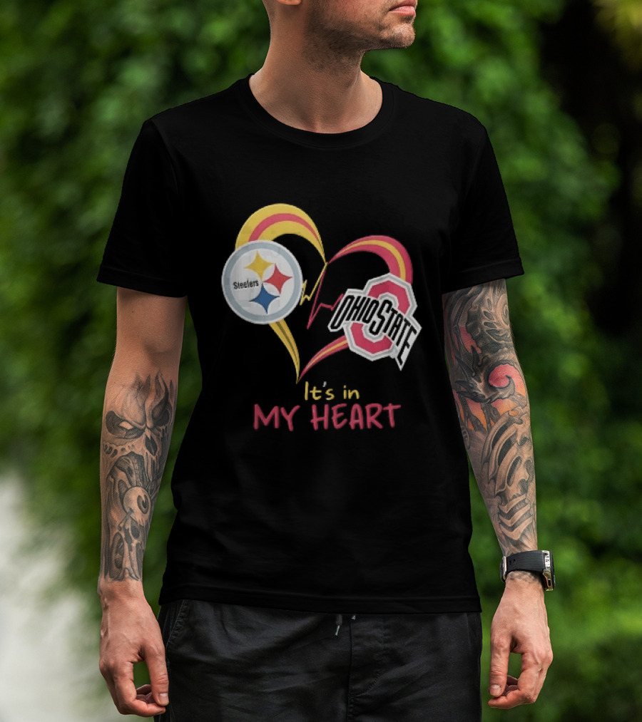 Pittsburgh Steelers Ohio State Buckeyes It's In My Heart EKG Pulse Line T-Shirt