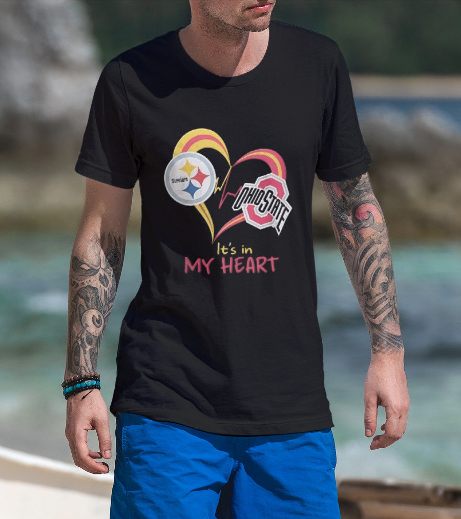 Pittsburgh Steelers Ohio State Buckeyes It's In My Heart EKG Pulse Line T-Shirt