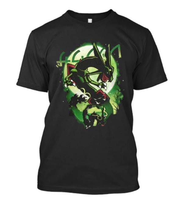 Rayquaza Umbreon Full Moon Forest Green Glow Pokemon T-Shirt