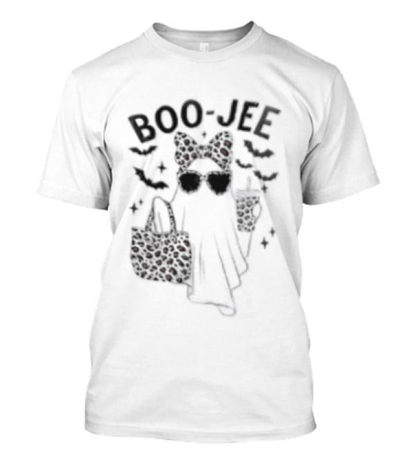 Boo Jee Halloween Ghost Leopard Bow Bag And Glasses T-Shirt